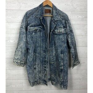 Vintage Prezzia Acid Wash Denim Jean Jacket 100% Cotton Adult Size Medium